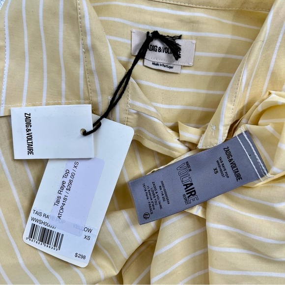 NWT Zadig & Voltaire Tais Raye Pop Shirt Button Blouse Top Striped Oversized XS - Picture 13 of 15